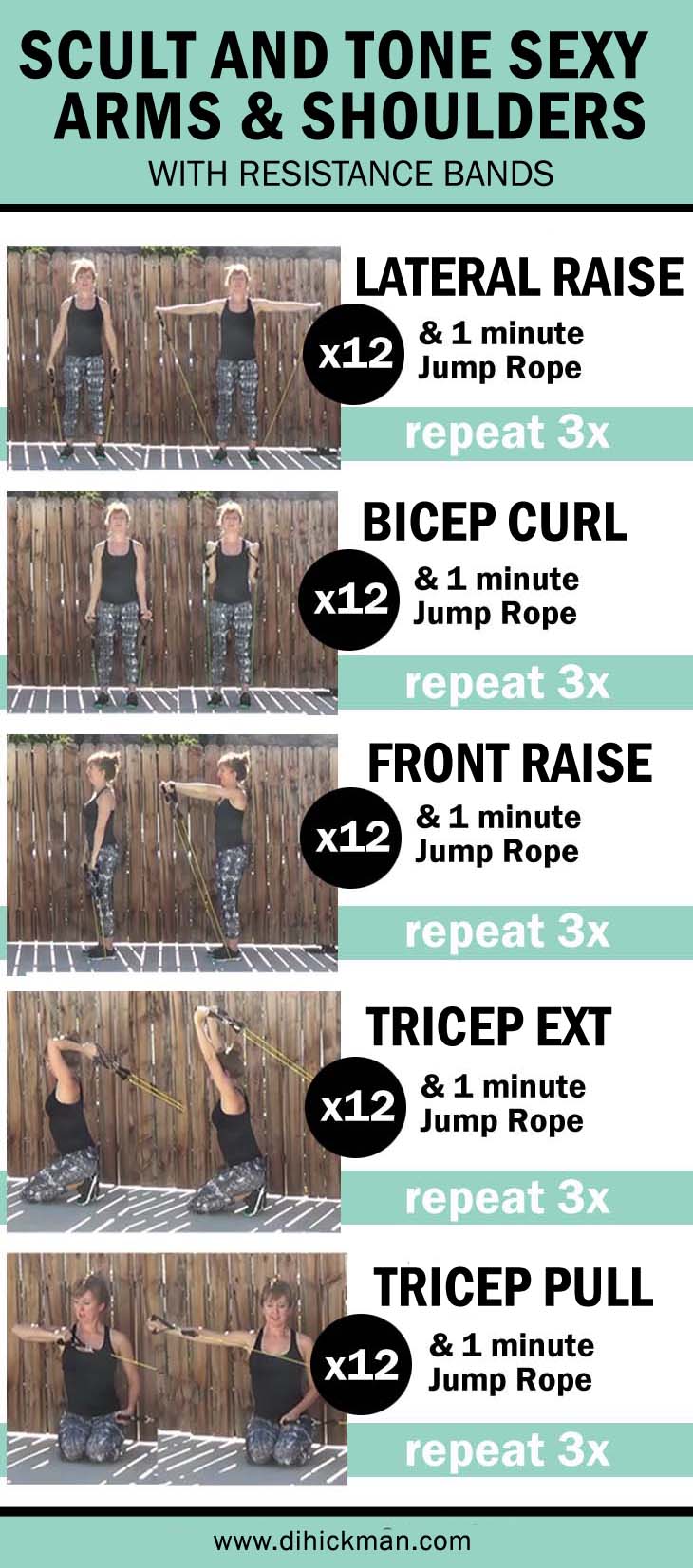 Resistance band upper body workout infographic