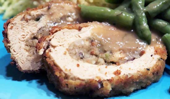 gardein holiday roast on a plate with vegetables