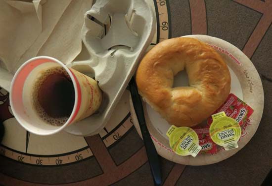bagels and tea for breakfast
