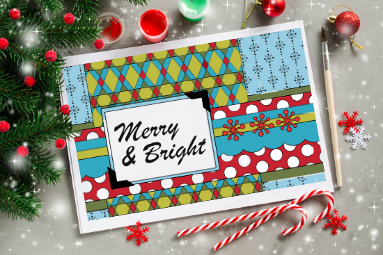 Colored and assembled printable holiday coloring cards