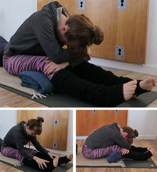 Supported and Unsupported Paschimottanasana - seated forward fold