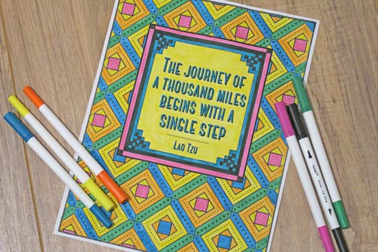 Journey Coloring Page with Lao Tzu Quote